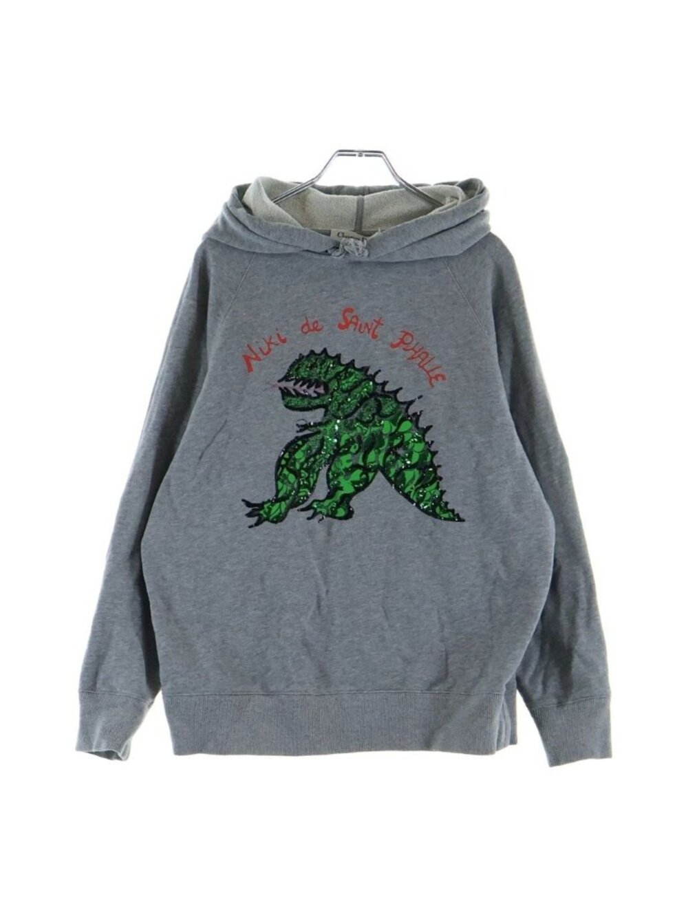Dior Dragon Print Sequin Hoodie Pullover Gray #xs